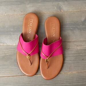 Italian Shoemakers Layna Sandals Fuchsia Pink Brown Gold Sz 8 Made in Italy